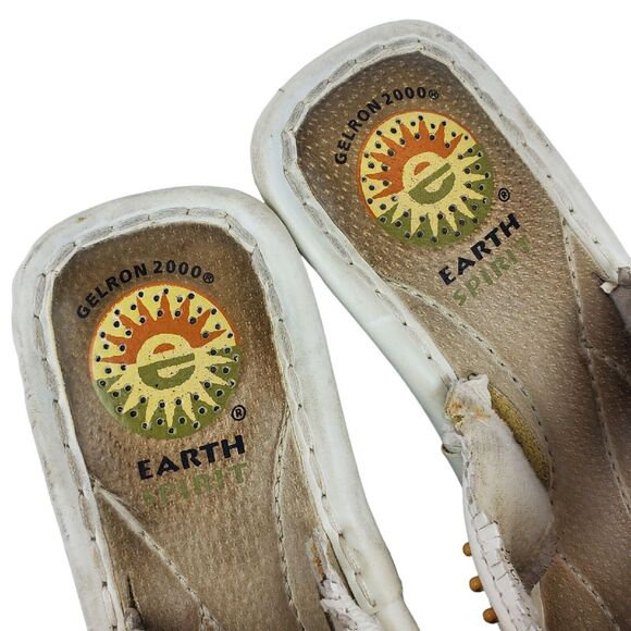 EARTH SPIRIT Sandals MAGNOLIA Womens Size 6 White Slip On Boho Tribal Beaded - Picture 5 of 7